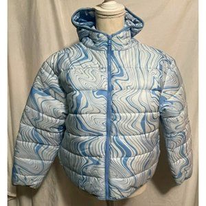 NWT Wild Fable Women's Hooded Puffer Jacket, Blue/White, XS